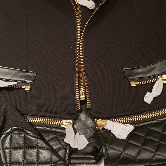 FILLMORE Zip Peplum Moto Blazer Jacket Topper NEW Black/Gold Womens CHIC  HP🎉 - Picture 9 of 12